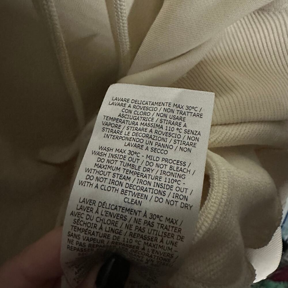 Stella McCartney Cream Powered by Plants Slogan Print Hoodie Sweatshirt Size XL - Picture 10 of 11